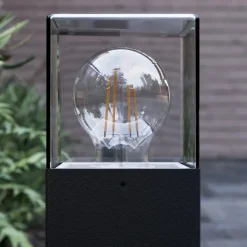 Sokkellamper ^ Lucande Keke sokkellampe, højde 30 cm, antracit, aluminium