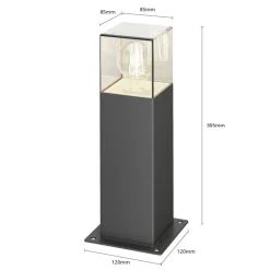 Sokkellamper ^ Lucande Keke sokkellampe, højde 30 cm, antracit, aluminium