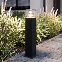 Lucande Terrassebelysning|Sokkellamper > Keke sokkellampe, højde 50 cm, antracit, aluminium