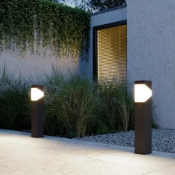 Terrassebelysning|Sokkellamper ^ Lucande Kiran sokkellampe, 60 cm, grå, metal, IP44, E27
