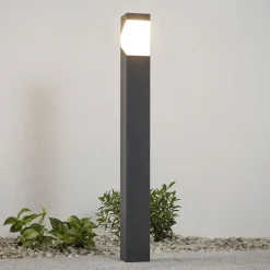 Terrassebelysning|Gadebelysning ^ Lucande Kiran vejlampe, 100 cm, grå, metal, IP44, E27