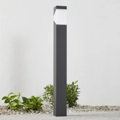 Terrassebelysning|Gadebelysning ^ Lucande Kiran vejlampe, 100 cm, grå, metal, IP44, E27