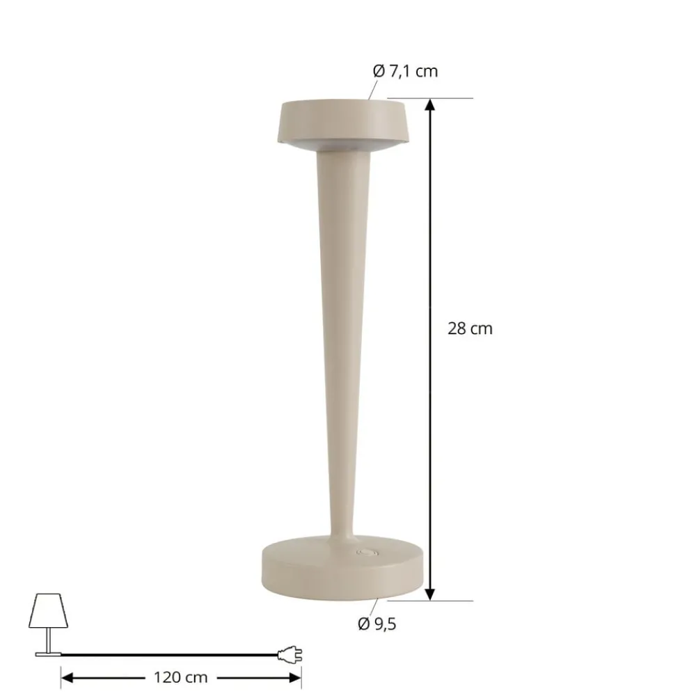 Dekorationsbelysning ^ Lucande LED-batteridrevet lysestage Lea, vase, beige, 28 cm