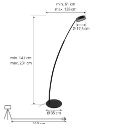 Gulvlamper|Gulvlamper ^ Lucande LED-buelampe Boga, sort, metal, dæmpbar