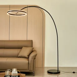 Lucande Pendellamper|Gulvlamper > LED buelampe Yekta, sort, 183 cm, dæmpbar