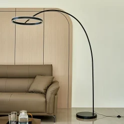 Lucande Pendellamper|Gulvlamper > LED buelampe Yekta, sort, 183 cm, dæmpbar