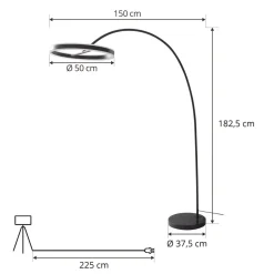 Lucande Pendellamper|Gulvlamper > LED buelampe Yekta, sort, 183 cm, dæmpbar