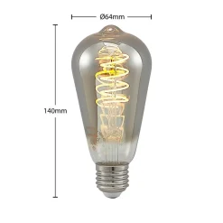 Lucande Dæmpbar Led-Pære|Filament Pære > LED E27 ST64 4W 1.800K dæmpes, titan 5 stk