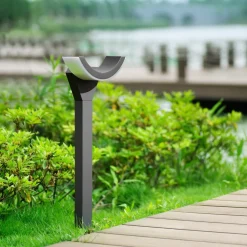 Terrassebelysning|Gadebelysning ^ Lucande LED-gadelampe Halv, 60 cm, antracit, metal, IP54