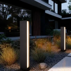 Lucande Terrassebelysning|Gadebelysning > LED-gadelampe Lirka, 2 lyskilder, grå, metal, 60 cm