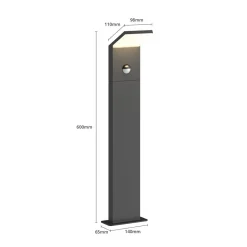 Lucande Gadebelysning Med Sensor|Terrassebelysning > LED-gadelampe Nevio, sensor, 60 cm, antracit