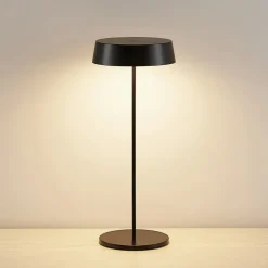 Terrassebelysning|Bordlamper ^ Lucande LED genopladelig bordlampe Tibia, sort, aluminium, USB, IP54