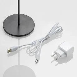 Terrassebelysning|Bordlamper ^ Lucande LED genopladelig bordlampe Tibia, sort, aluminium, USB, IP54