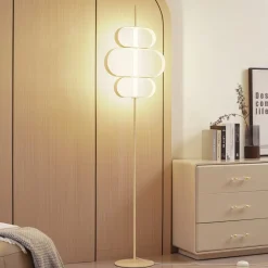 Lucande Gulvlamper|Gulvlamper > LED-gulvlampe Audrina, beige, metal, dæmpbar