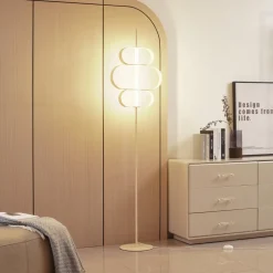 Lucande Gulvlamper|Gulvlamper > LED-gulvlampe Audrina, beige, metal, dæmpbar