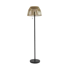 Lucande Solcellelamper|Terrassebelysning > LED-gulvlampe Eligio, bambus, Ø 39 cm, RGB