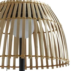Lucande Solcellelamper|Terrassebelysning > LED-gulvlampe Eligio, bambus, Ø 39 cm, RGB