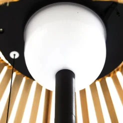 Lucande Solcellelamper|Terrassebelysning > LED-gulvlampe Eligio, bambus, Ø 39 cm, RGB