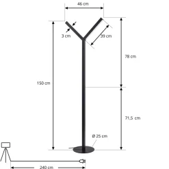Gulvlamper|Gulvlamper ^ Lucande LED-gulvlampe Ilian, sort, metal, CCT, dæmpbar