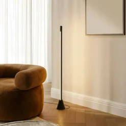 Gulvlamper|Gulvlamper ^ Lucande LED-gulvlampe Linija, sort, højde 110 cm, sensor