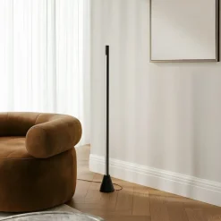 Gulvlamper|Gulvlamper ^ Lucande LED-gulvlampe Linija, sort, højde 110 cm, sensor