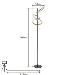 Lucande Gang|Gulvlamper > LED-gulvlampe Madu, sort, metal, 160 cm, dæmpbar