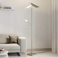 Lucande Gulvlamper|Gulvlamper > LED-gulvlampe Parthena, nikkel, metal, 180 cm