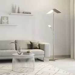 Lucande Gulvlamper|Gulvlamper > LED-gulvlampe Parthena, nikkel, metal, 180 cm
