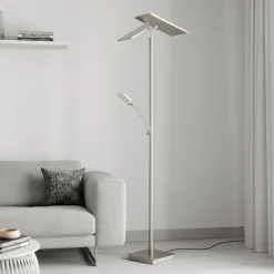 Lucande Gulvlamper|Gulvlamper > LED-gulvlampe Parthena, nikkel, metal, 180 cm