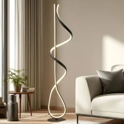 Lucande Gulvlamper|Gulvlamper > LED-gulvlampe Rodado, sort, 132 cm, aluminium