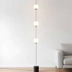 Lucande Pendellamper|Gulvlamper > LED-gulvlampe Sphere, sort/opal, glas, dæmpbar