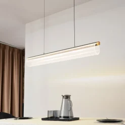 Lucande Pendellamper > LED-hængelampe Alania, transparent, metal, 86,5 cm