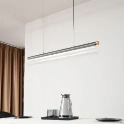 Lucande Pendellamper > LED-hængelampe Alania, transparent, metal, 86,5 cm