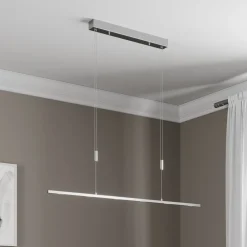 Lucande Arbejdsrum/Kontor|Pendellamper > LED-hængelampe Arnik, 120 cm, nikkelfarvet, dæmpbar
