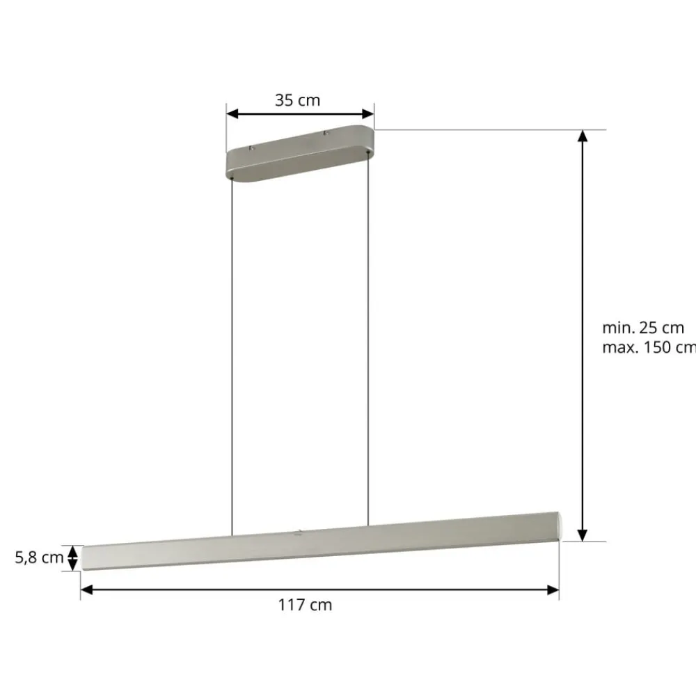 Lucande Pendellamper|Pendellamper > LED-hængelampe Arvon, aluminiumsfarvet, 117 cm, dæmpbar, CCT