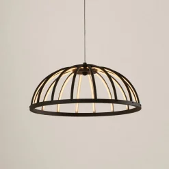Pendellamper ^ Lucande LED-hængelampe Attea, sort, Ø 40 cm, aluminium