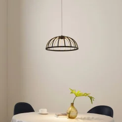 Pendellamper ^ Lucande LED-hængelampe Attea, sort, Ø 40 cm, aluminium