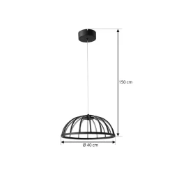 Pendellamper ^ Lucande LED-hængelampe Attea, sort, Ø 40 cm, aluminium