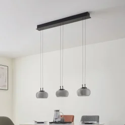Pendellamper|Pendellamper ^ Lucande LED-hængelampe Dain, 3 lyskilder, røggrå, glas