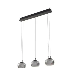 Pendellamper|Pendellamper ^ Lucande LED-hængelampe Dain, 3 lyskilder, røggrå, glas