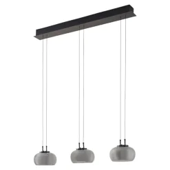 Pendellamper|Pendellamper ^ Lucande LED-hængelampe Dain, 3 lyskilder, røggrå, glas