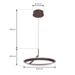 Pendellamper|Pendellamper ^ Lucande LED-hængelampe Eldra, kaffebrun, Ø 55 cm, CCT