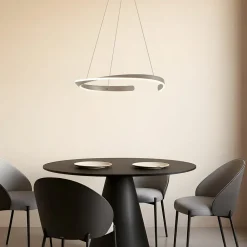 Lucande Pendellamper|Pendellamper > LED-hængelampe Eloura, sølv, Ø58cm, metal, CCT