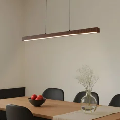 Lucande Pendellamper|Pendellamper > LED-hængelampe Emara, mørkt træ, eg, CCT