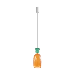 Pendellamper|Pendellamper ^ Lucande LED-hængelampe Fay, orange/mørkegrøn, glas, Ø 15 cm