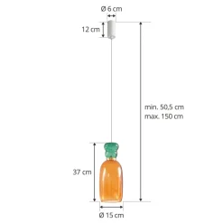 Pendellamper|Pendellamper ^ Lucande LED-hængelampe Fay, orange/mørkegrøn, glas, Ø 15 cm
