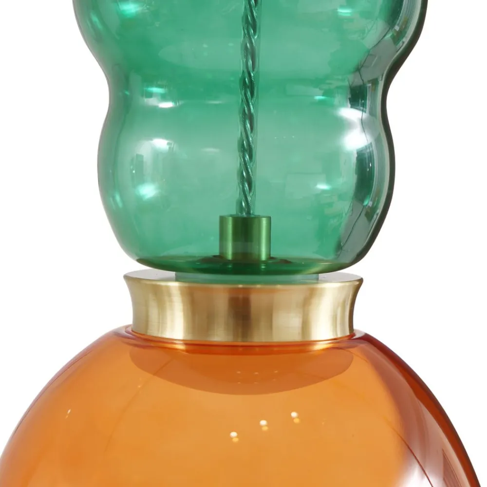 Pendellamper|Pendellamper ^ Lucande LED-hængelampe Fay, orange/mørkegrøn, glas, Ø 15 cm