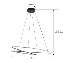 Lucande Pendellamper|Pendellamper > LED-hængelampe Gavril, 100 cm, sort, dæmpbar