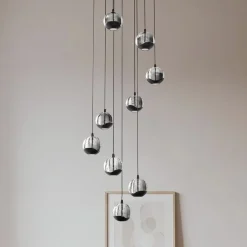 Lucande Pendellamper > LED-hængelampe Hayley, sort, 9 lyskilder, glas