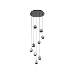 Lucande Pendellamper > LED-hængelampe Hayley, sort, 9 lyskilder, glas